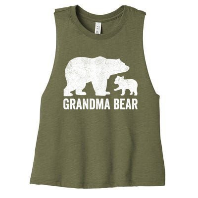 Grandma Bear Mothers Day, Funny One Cub Grandmom Hoodie Women's Racerback Cropped Tank