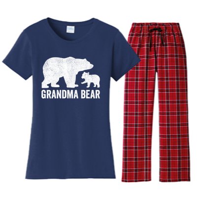 Grandma Bear Mothers Day, Funny One Cub Grandmom Hoodie Women's Flannel Pajama Set