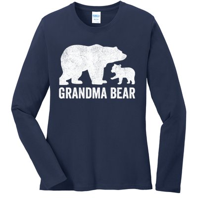 Grandma Bear Mothers Day, Funny One Cub Grandmom Hoodie Ladies Long Sleeve Shirt