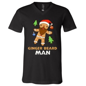 Ginger Beard Man Holiday Gingerbread Christmas V-Neck T-Shirt