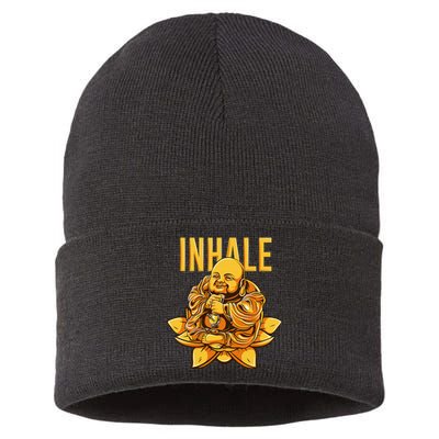 Golden Buddha Marijuana Cannabis Meditation Inhale Sustainable Knit Beanie