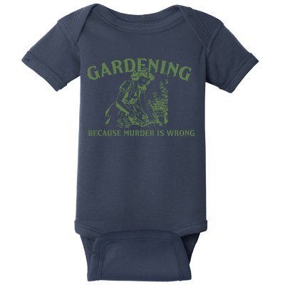 Gardening Because Murder Is Wrong Retro Baby Bodysuit