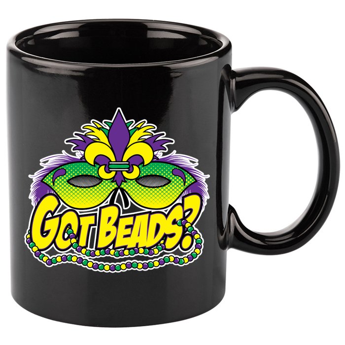 Got Beads Mardi Gras 11oz C Handle Ceramic Mug