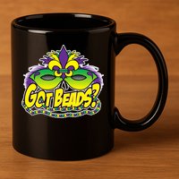 Got Beads Mardi Gras 11oz C Handle Ceramic Mug