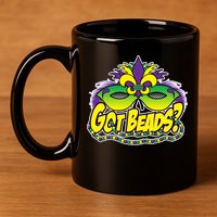 Got Beads Mardi Gras 11oz C Handle Ceramic Mug