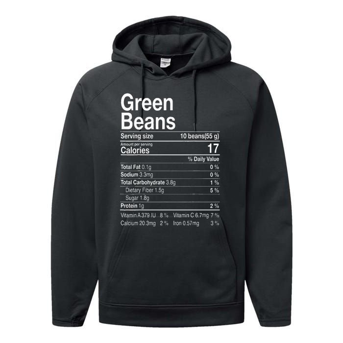 Green Beans Nutrition Fact Thanksgiving Costume Turkey Day Performance Fleece Hoodie