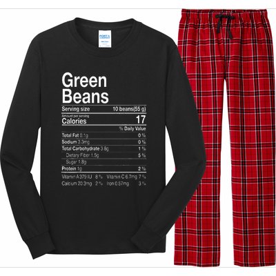 Green Beans Nutrition Fact Thanksgiving Costume Turkey Day Long Sleeve Pajama Set