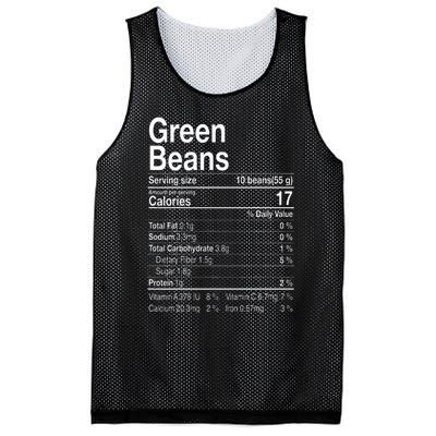 Green Beans Nutrition Fact Thanksgiving Costume Turkey Day Mesh Reversible Basketball Jersey Tank