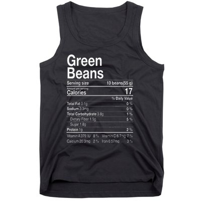 Green Beans Nutrition Fact Thanksgiving Costume Turkey Day Tank Top