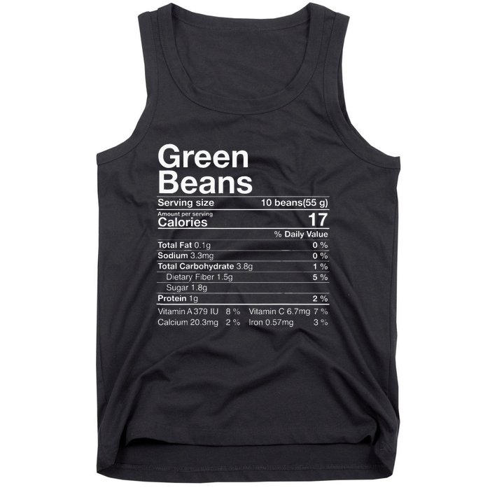 Green Beans Nutrition Fact Thanksgiving Costume Tank Top