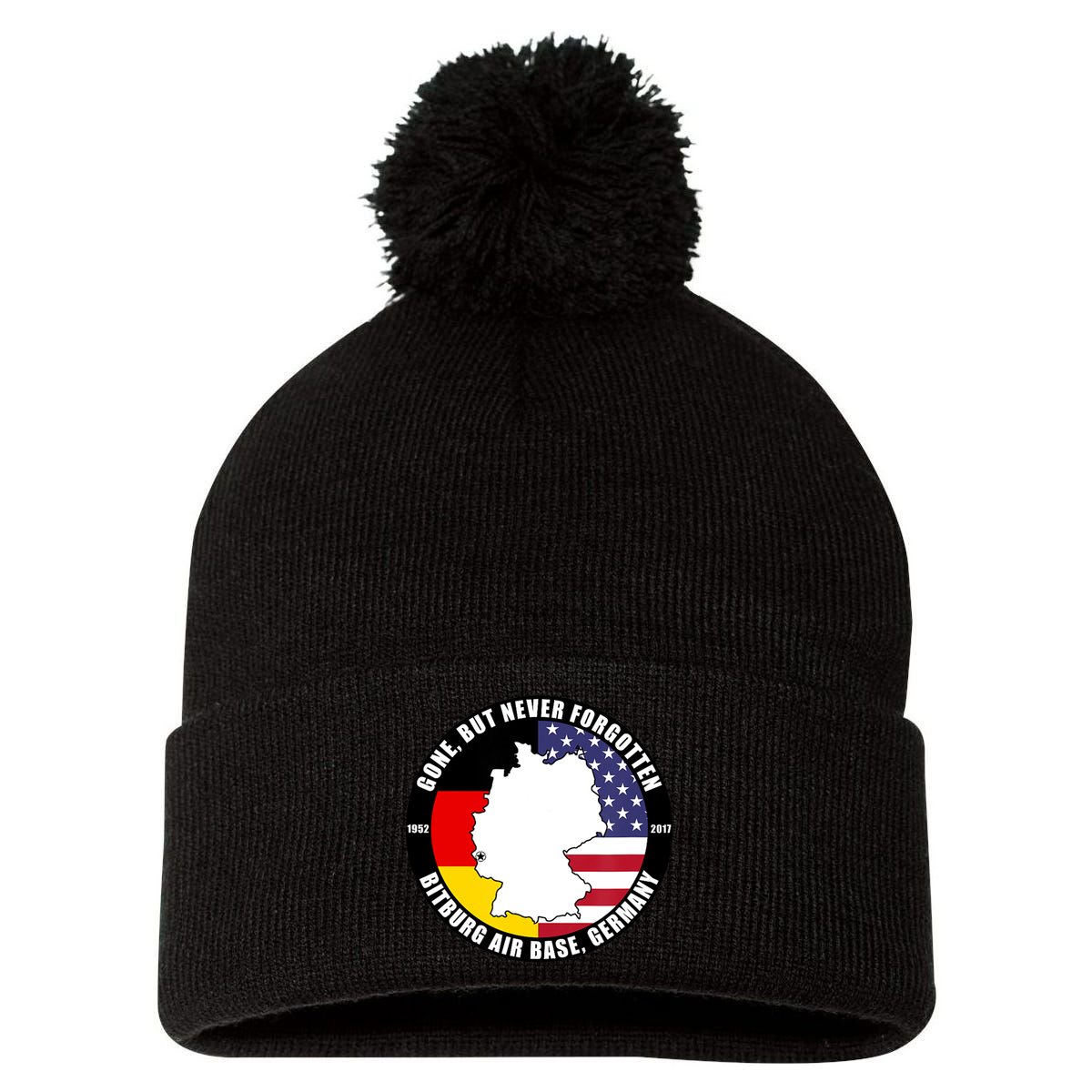 Gone But Never Forgotten Bitburg Air Base Germany Veteran Pom Pom 12in Knit Beanie