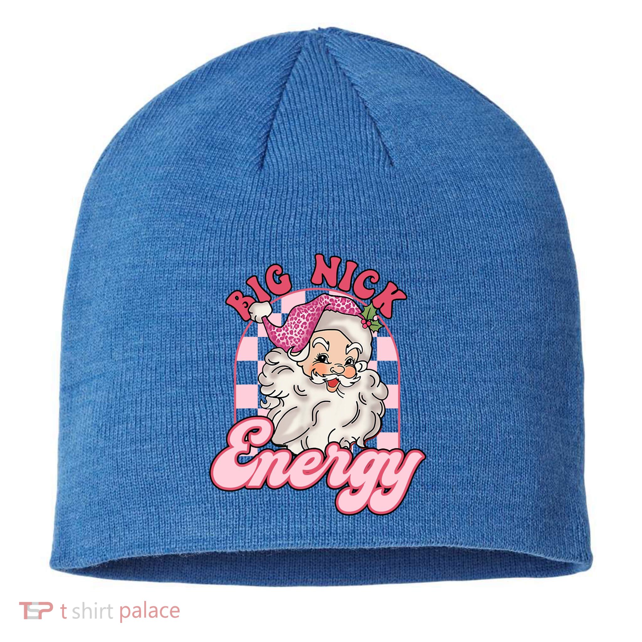 Groovy Big Nick Santa Energy Pink Funny Christmas Pink Gift Sustainable Beanie