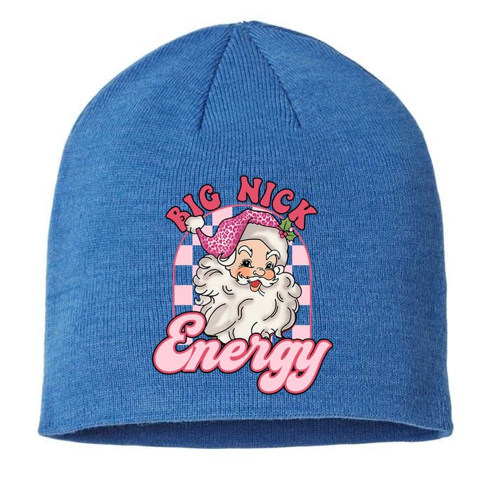 Groovy Big Nick Santa Energy Pink Funny Christmas Pink Gift Sustainable Beanie