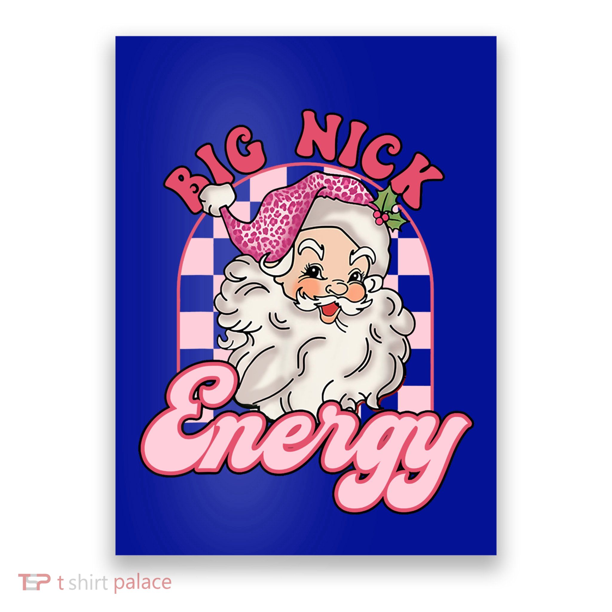 Groovy Big Nick Santa Energy Pink Funny Christmas Pink Gift Poster