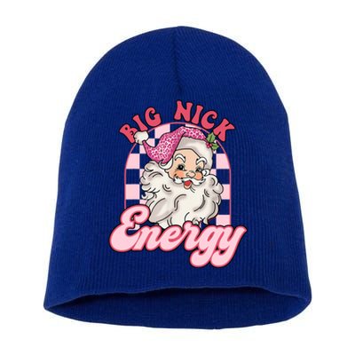 Groovy Big Nick Santa Energy Pink Funny Christmas Pink Gift Short Acrylic Beanie