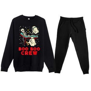 Ghost Boo Nurse Crew Witch Skeleton Halloween Spooky Season Gift Premium Crewneck Sweatsuit Set