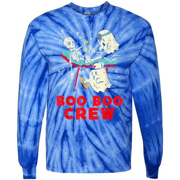 Ghost Boo Nurse Crew Witch Skeleton Halloween Spooky Season Gift Tie-Dye Long Sleeve Shirt