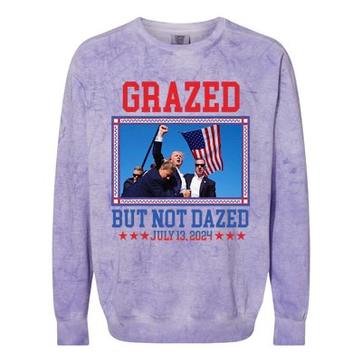 Grazed But Not Dazed Trump Shot Colorblast Crewneck Sweatshirt