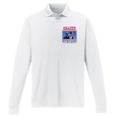 Grazed But Not Dazed Trump Shot Performance Long Sleeve Polo