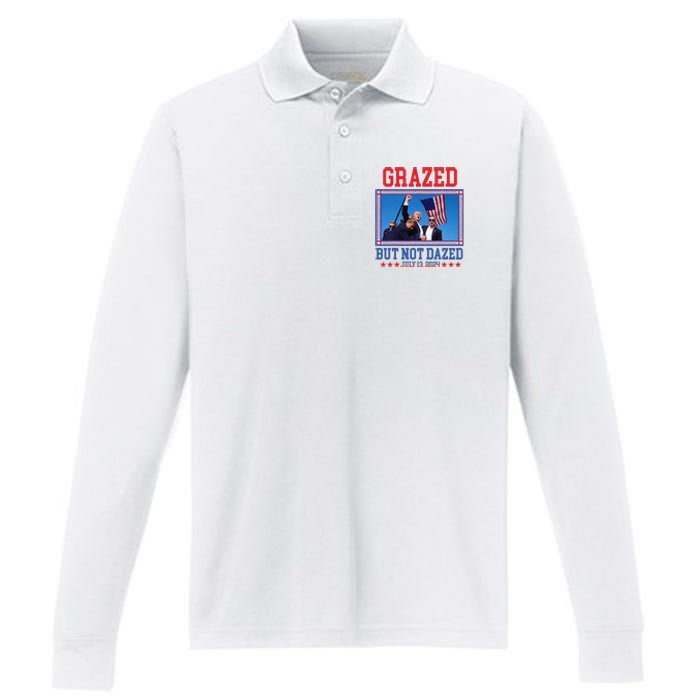 Grazed But Not Dazed Trump Shot Performance Long Sleeve Polo