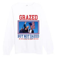 Grazed But Not Dazed Trump Shot Premium Crewneck Sweatshirt