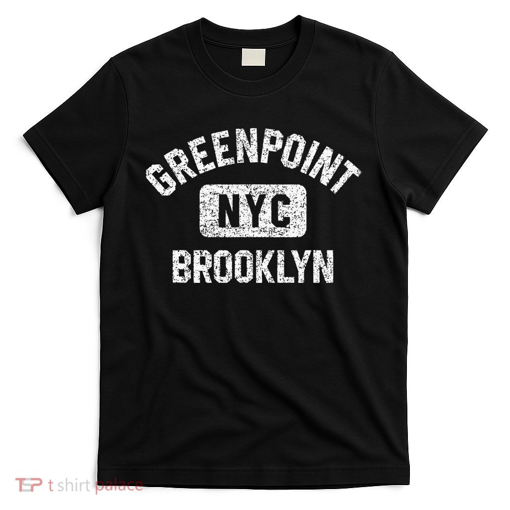 Greenpoint Brooklyn NYC Gym Style Distressed White Print T-Shirt