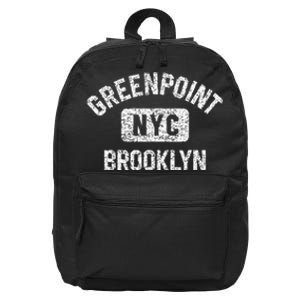 Greenpoint Brooklyn NYC Gym Style Distressed White Print 16 in Basic Backpack