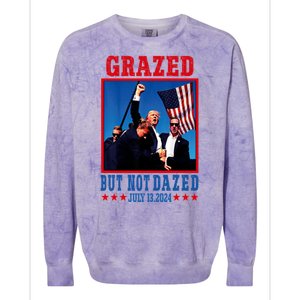 Grazed But Not Dazed 2024 Trump Colorblast Crewneck Sweatshirt