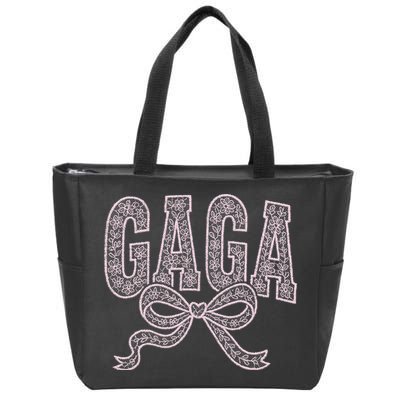 Grandma Blessed Nana Gigi Lace Coquette Mothers Day Gaga Zip Tote Bag