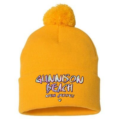 Gunnison Beach New Jersey Gunnison Beach Nj Watercolor Pom Pom 12in Knit Beanie