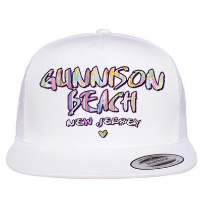 Gunnison Beach New Jersey Gunnison Beach Nj Watercolor Flat Bill Trucker Hat