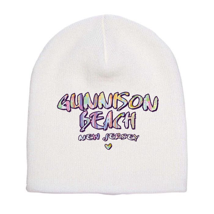 Gunnison Beach New Jersey Gunnison Beach Nj Watercolor Short Acrylic Beanie