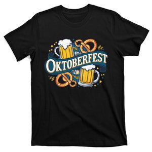 German Bavarian Oktoberfest Beer And Pretzel Party Art T-Shirt