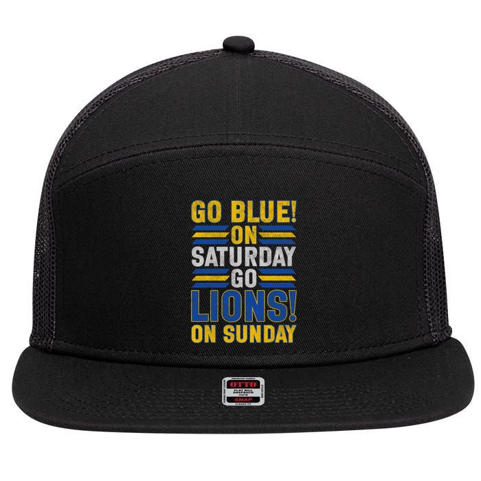 Go Blue On Saturday Go Lion On Sunday 7 Panel Mesh Trucker Snapback Hat