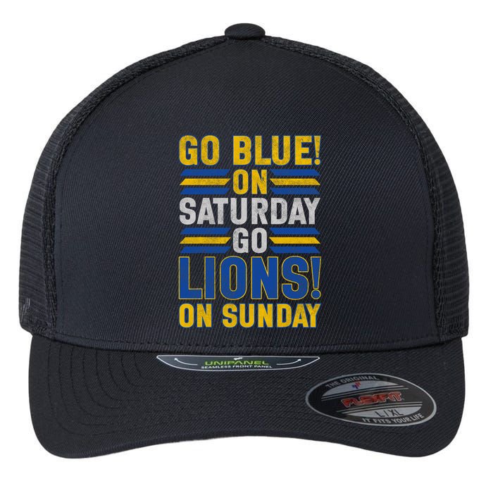 Go Blue On Saturday Go Lion On Sunday Flexfit Unipanel Trucker Cap