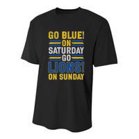 Go Blue On Saturday Go Lion On Sunday Youth Performance Sprint T-Shirt