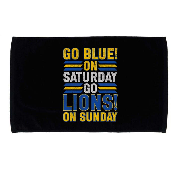 Go Blue On Saturday Go Lion On Sunday Microfiber Hand Towel