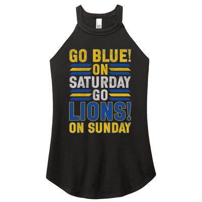 Go Blue On Saturday Go Lion On Sunday Women's Perfect Tri Rocker Tank