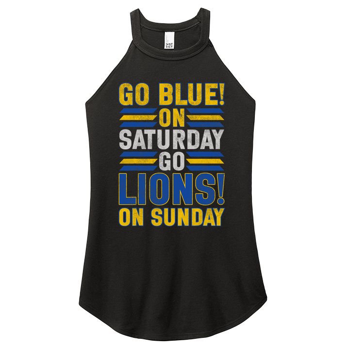 Go Blue On Saturday Go Lion On Sunday Women's Perfect Tri Rocker Tank