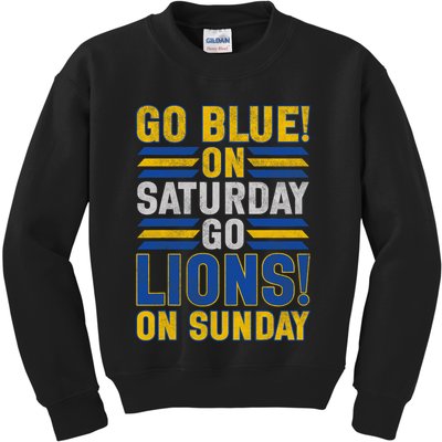 Go Blue On Saturday Go Lion On Sunday Kids Sweatshirt