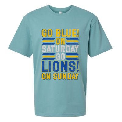 Go Blue On Saturday Go Lion On Sunday Sueded Cloud Jersey T-Shirt