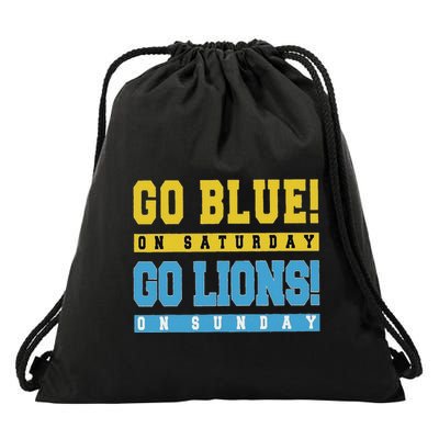 Go Blue On Saturday Go Lion On Sunday Drawstring Bag