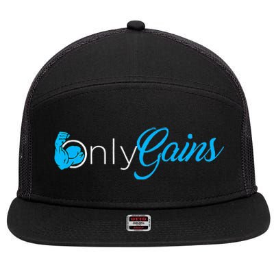 Gym Bodybuilder Only Gainz Only Gains 7 Panel Mesh Trucker Snapback Hat