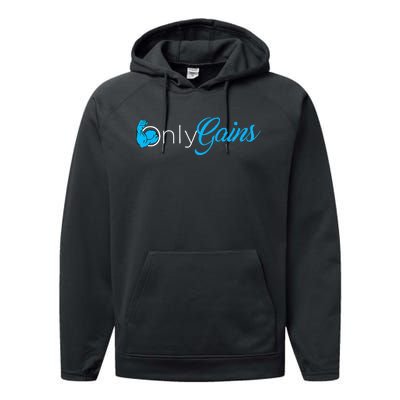 Gym Bodybuilder Only Gainz Only Gains Performance Fleece Hoodie