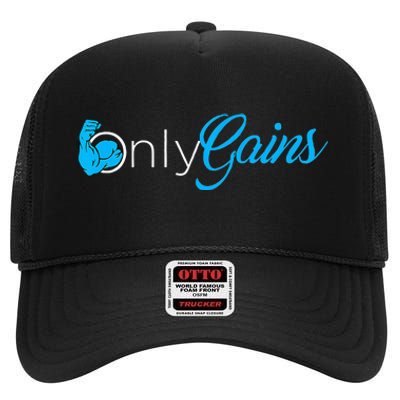 Gym Bodybuilder Only Gainz Only Gains High Crown Mesh Back Trucker Hat