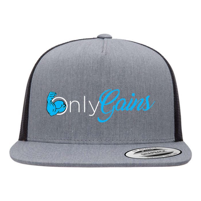 Gym Bodybuilder Only Gainz Only Gains Flat Bill Trucker Hat