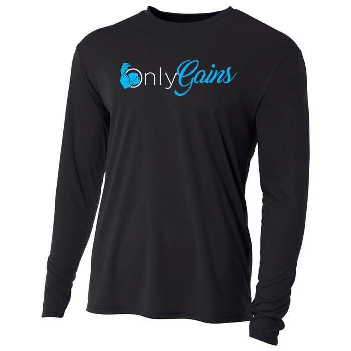 Gym Bodybuilder Only Gainz Only Gains Cooling Performance Long Sleeve Crew