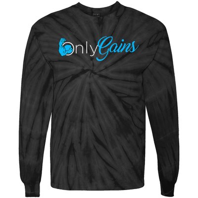 Gym Bodybuilder Only Gainz Only Gains Tie-Dye Long Sleeve Shirt