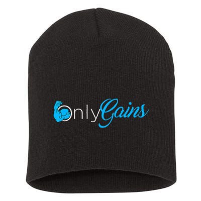 Gym Bodybuilder Only Gainz Only Gains Short Acrylic Beanie