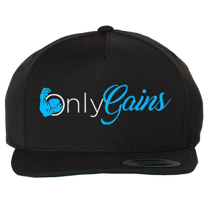 Gym Bodybuilder Only Gainz Only Gains Wool Snapback Cap